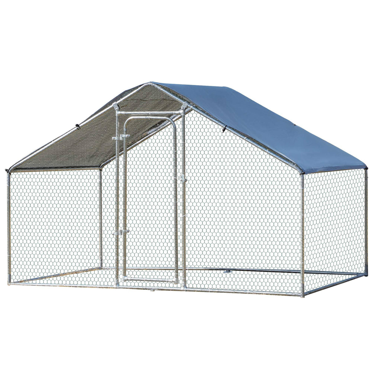 Galvanized Large Metal Chicken Coop Cage Walk-In Enclosure Poultry Hen Run House Playpen Rabbit Hutch D902409