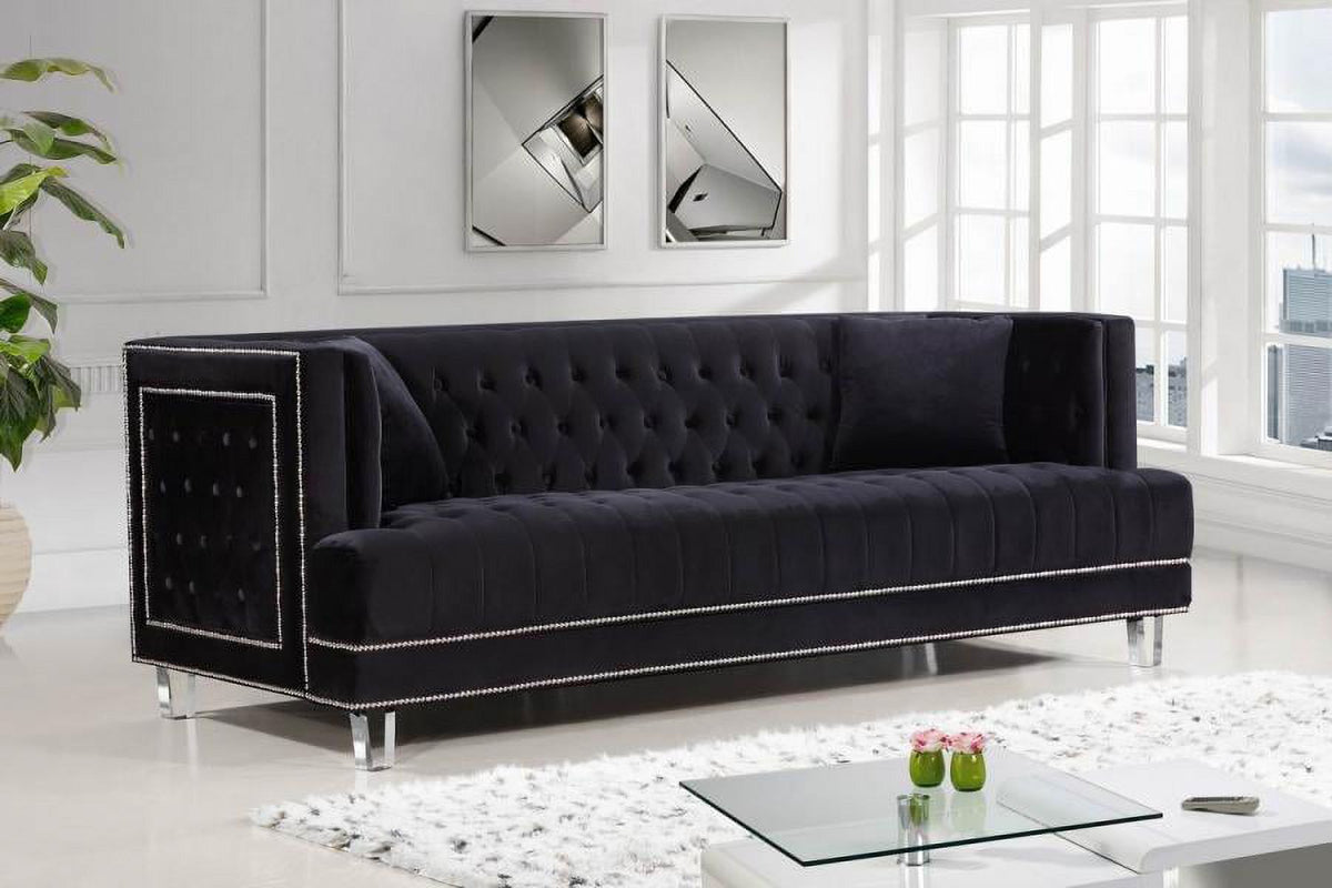 Black Velvet Fabric Acrylic Legs Set 2Pcs X6737