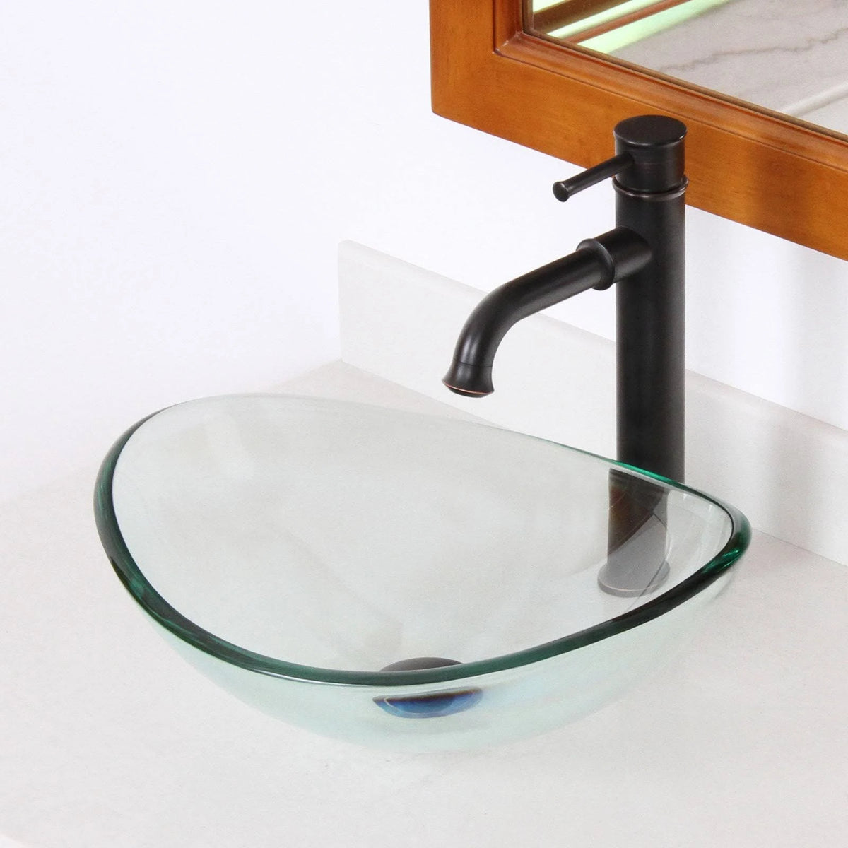Oval Transparent Tempered Glass Bathroom Vessel Sink S171