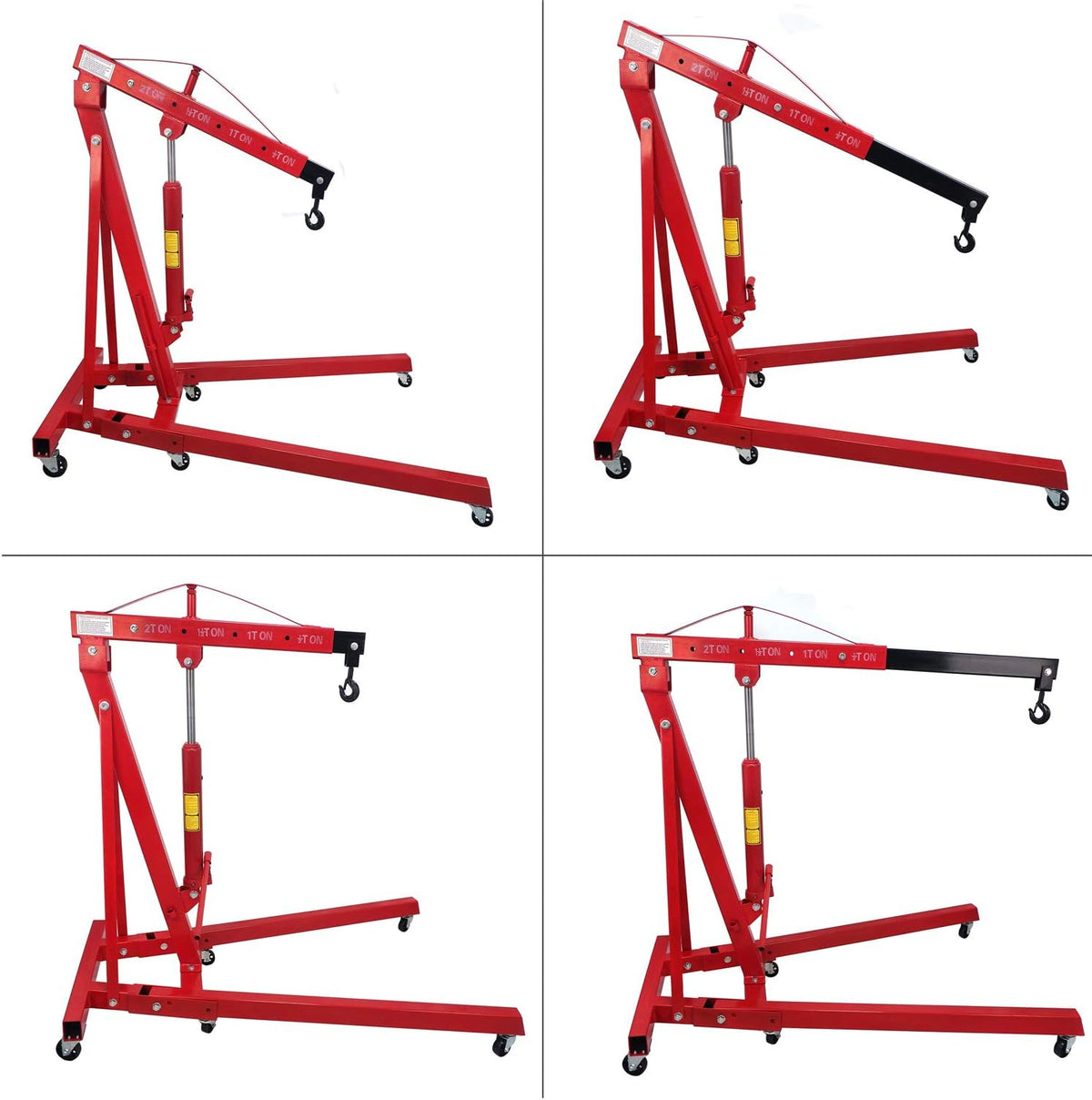 2 Ton Red Heavy Duty Engine Hoist Portable Crane Hydraulic With Hooks O20420