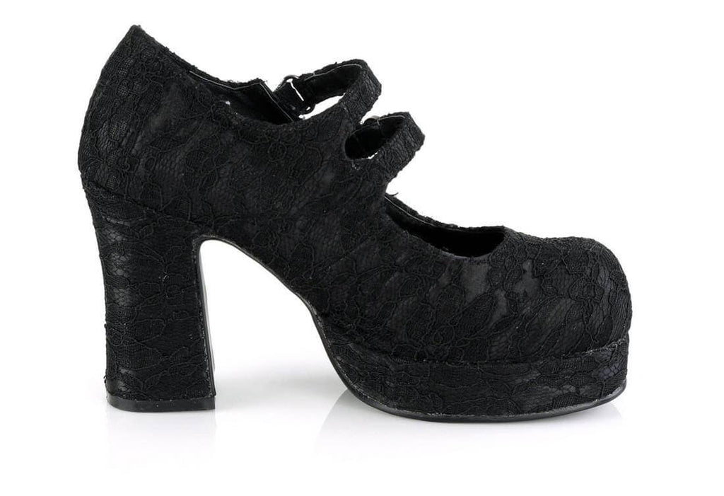 Black Satin-Lace Gothika-09 Shoes M3265