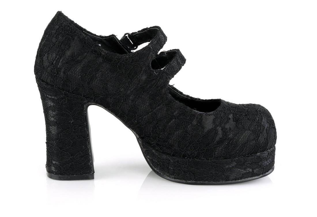 Black Satin-Lace Gothika-09 Shoes M3265