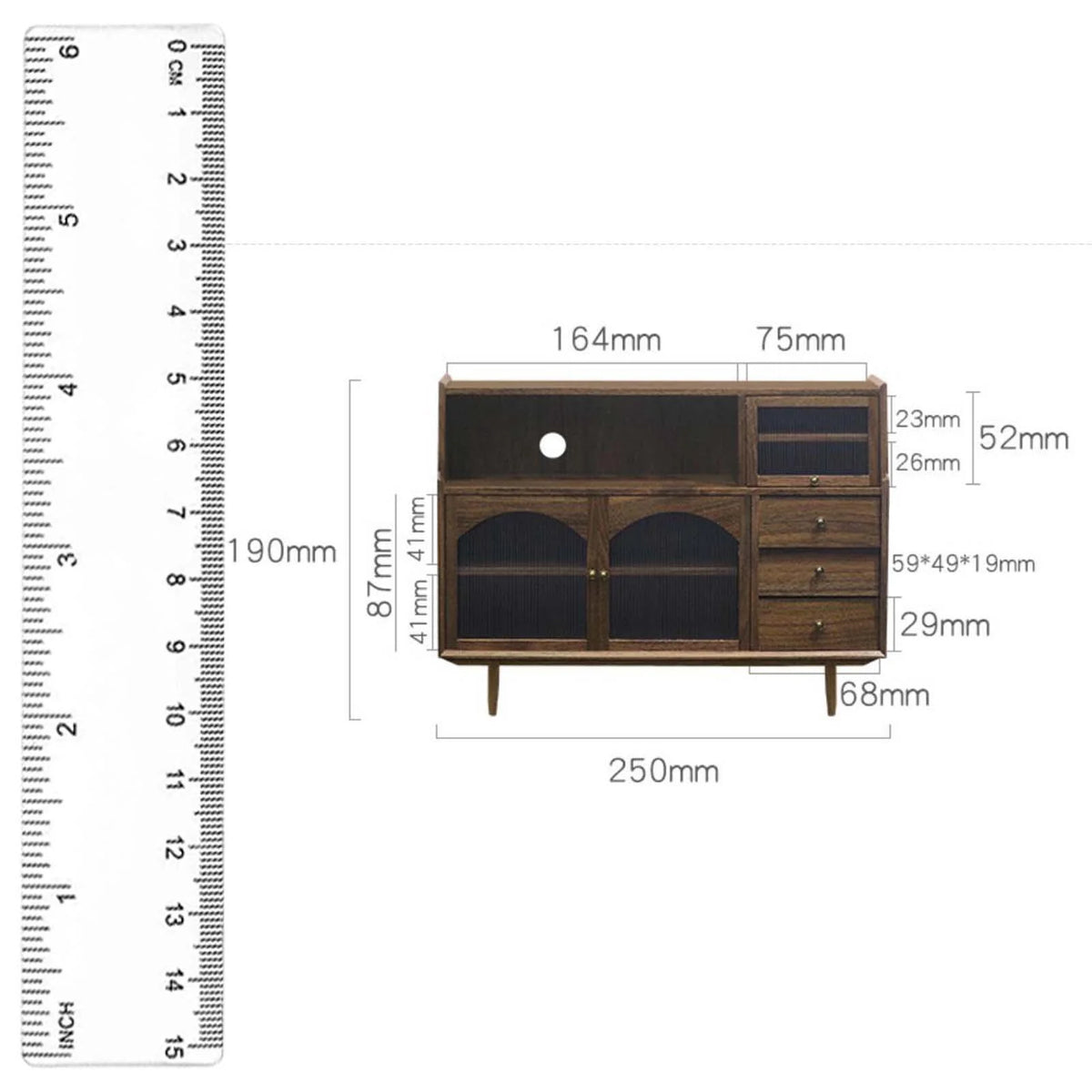 Walnut Dollhouse Miniature Sideboard Cabinet Z5481