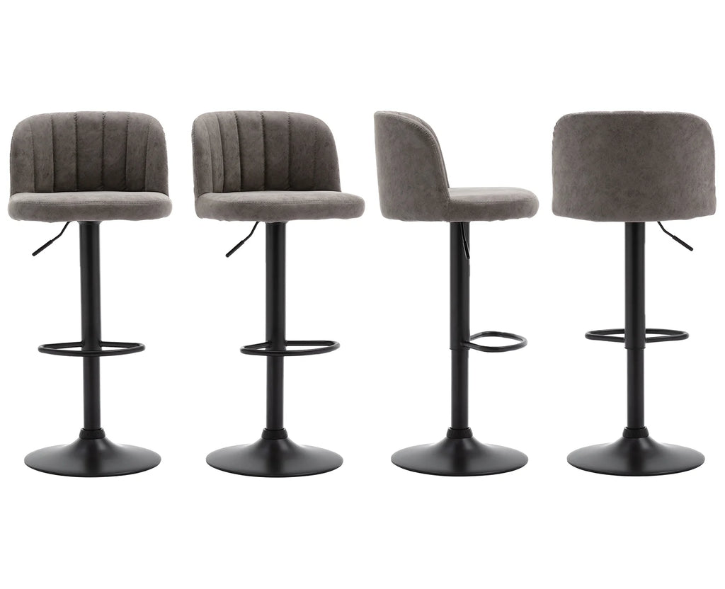 Grey Faux Leather Swivel Bar Stools Set of 2 O8679