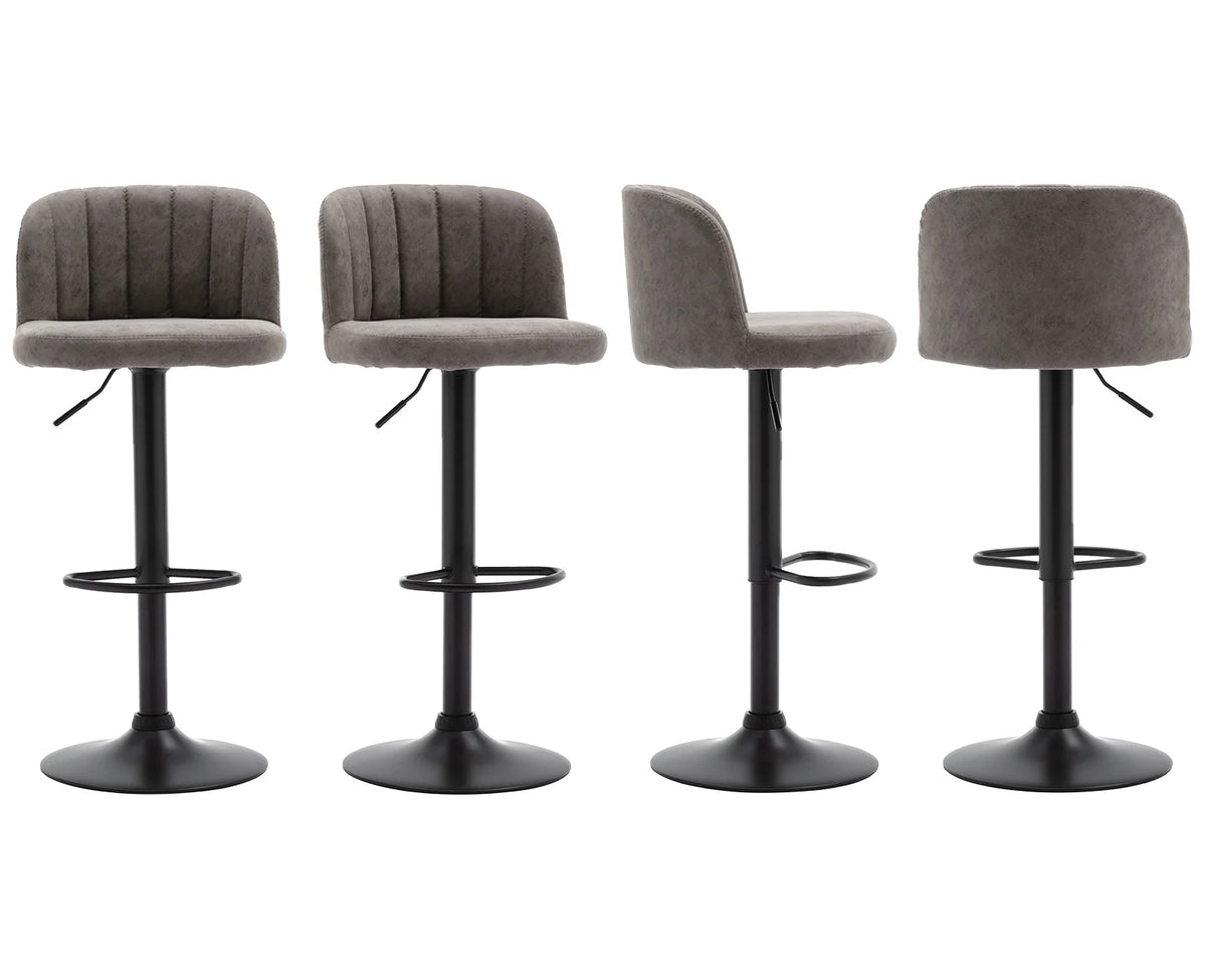 Grey Faux Leather Swivel Bar Stools Set of 2 O8679