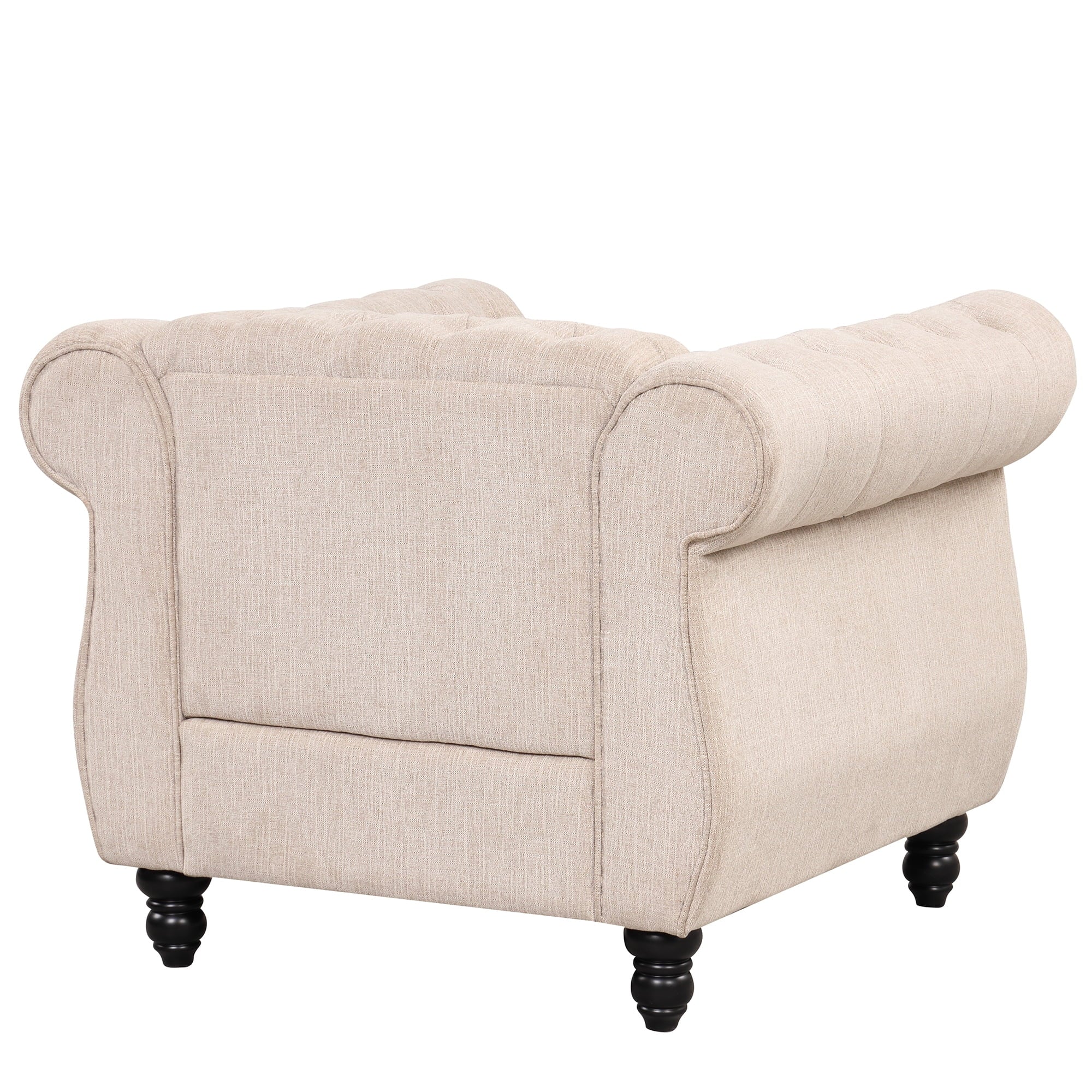Beige Plush Upholstered Sofa with Solid Wood Legs C70961