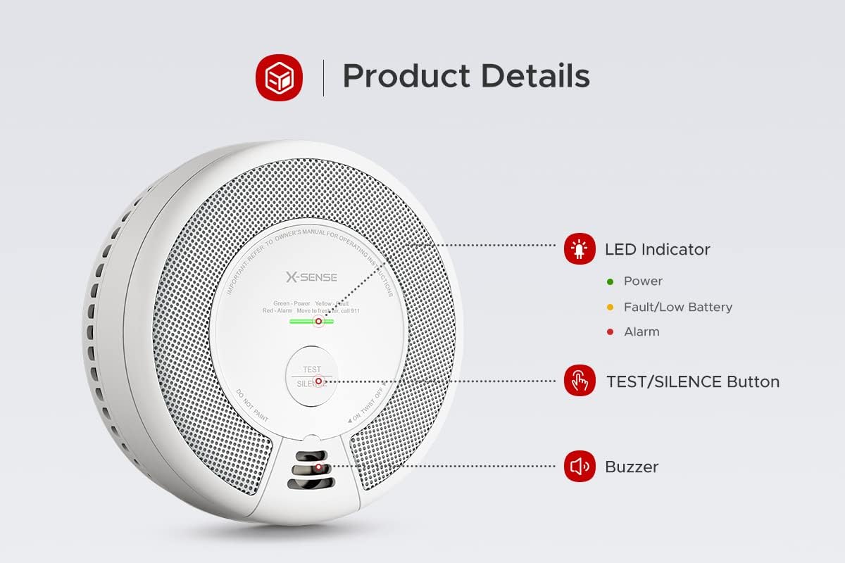 3 Pack Wireless Interconnected Combination Smoke and Carbon Monoxide Detector F1928