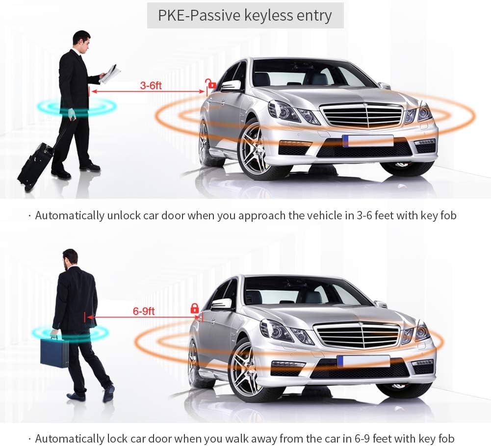 PKE Car Alarm with Remote Starter Passive Keyless Entry Proximity Unlock DC12V J129046