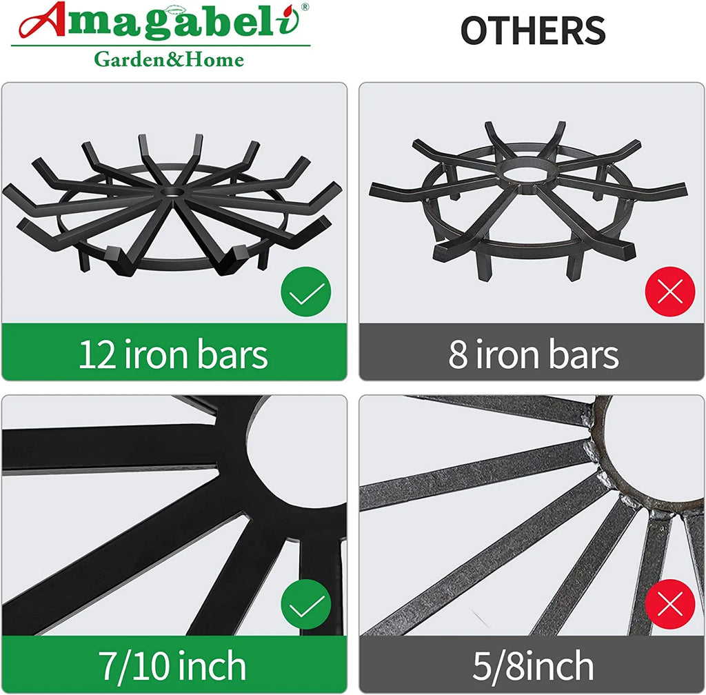 24in Wrought Iron Fire Grate Heavy Duty Black Fireplace Stove Burning Rack Holder 4Legs Z715011