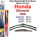 2006 Honda Element Beam Wiper Blades Set of 3 with Rear Wiper G9358