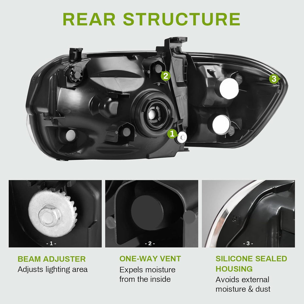 Headlight Assembly Black Housing Clear Lens E682984