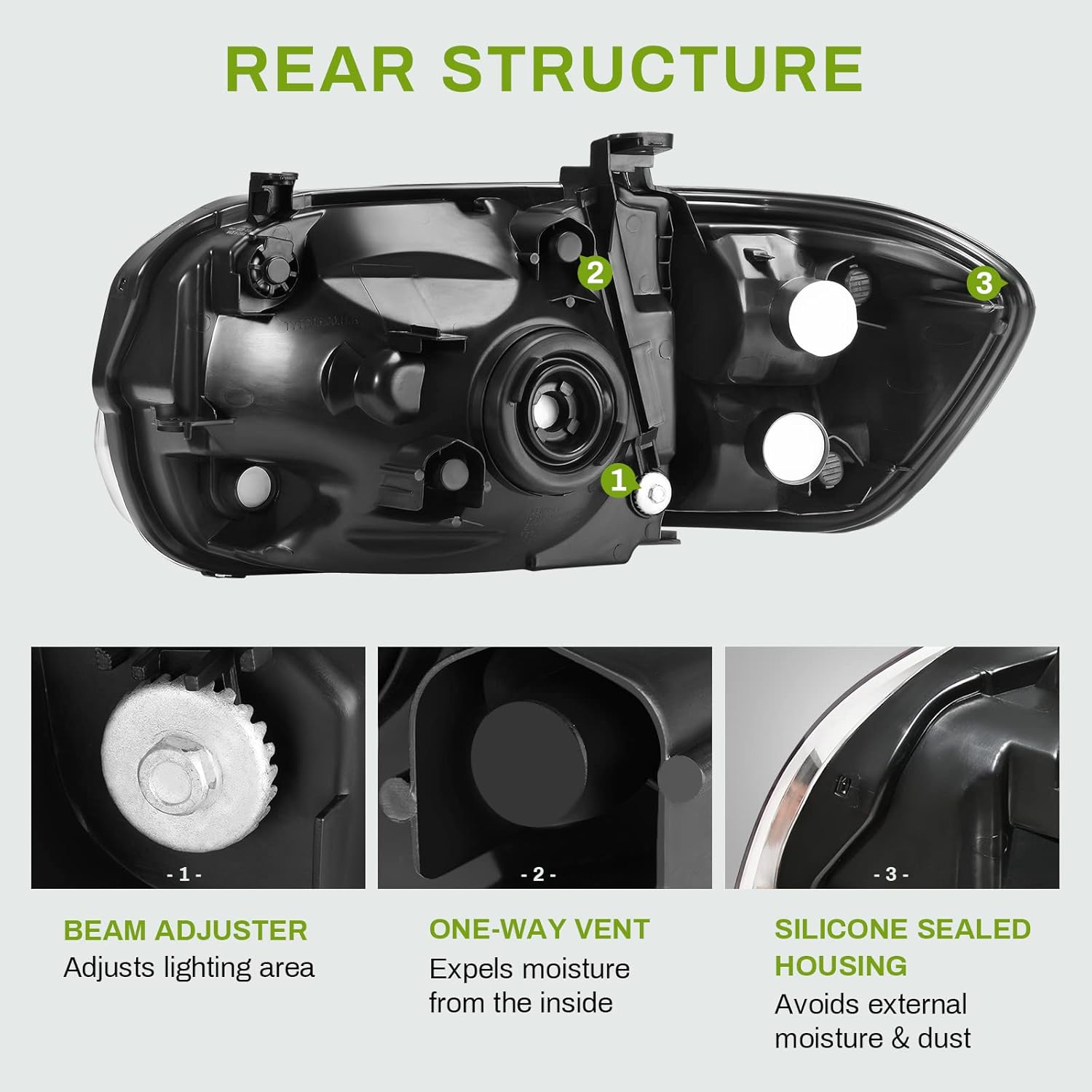 Headlight Assembly Black Housing Clear Lens E682984