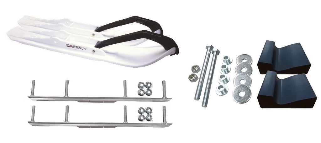 White Snowmobile Skis with Shaper Bars Complete Kit X81933