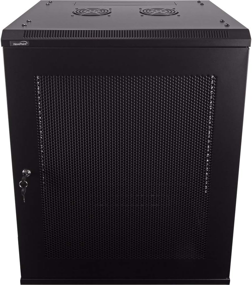 15U Wallmount Cabinet Enclosure 19-Inch Server Network Rack with Locking Perforated Door Black T1688