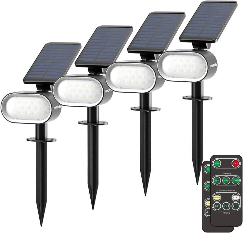 2 Pack Solar Powered LED Landscape Spot Light with Remote, Warm&Cool White, IP65 Waterproof M783328