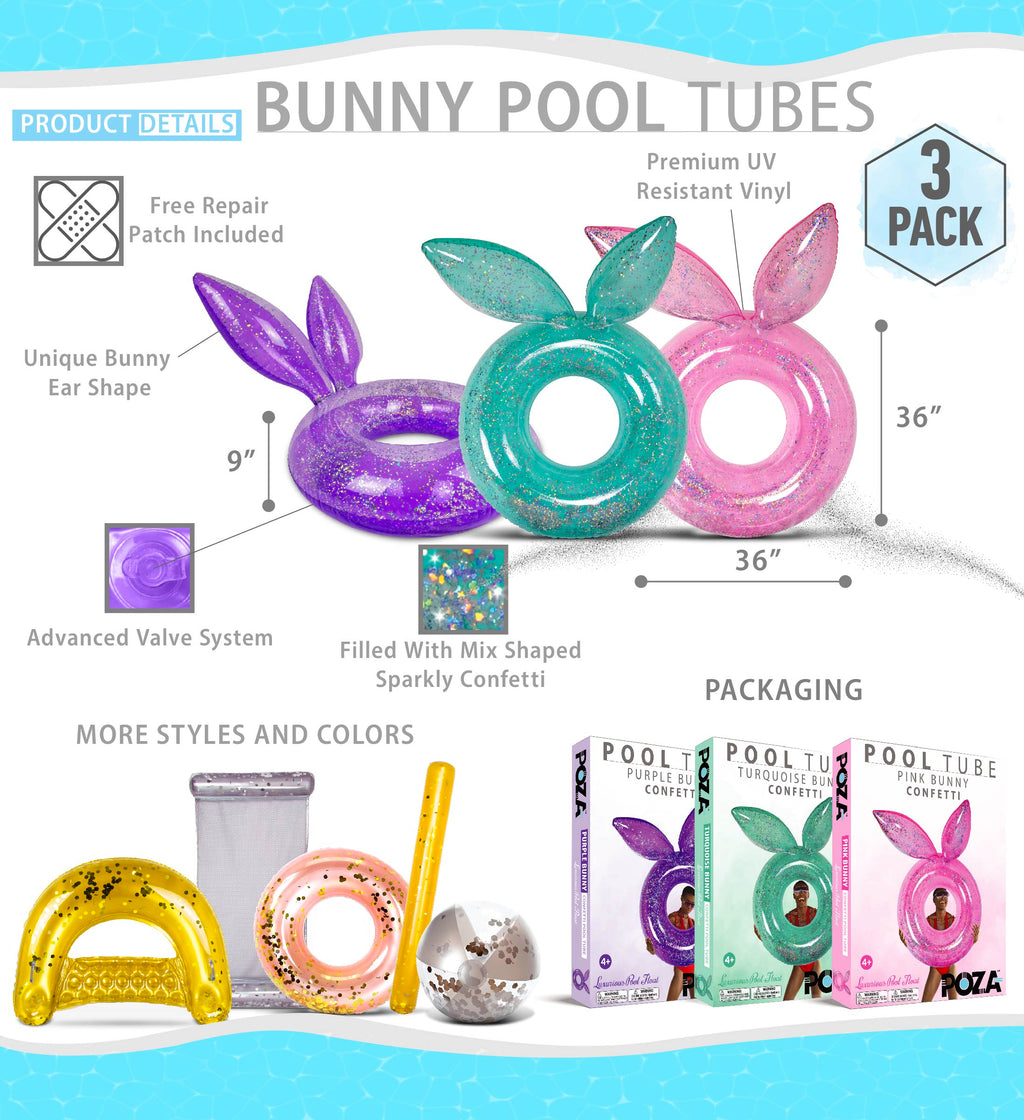 Inflatable Bunny Pool Float Tubes 3 Pack H32887