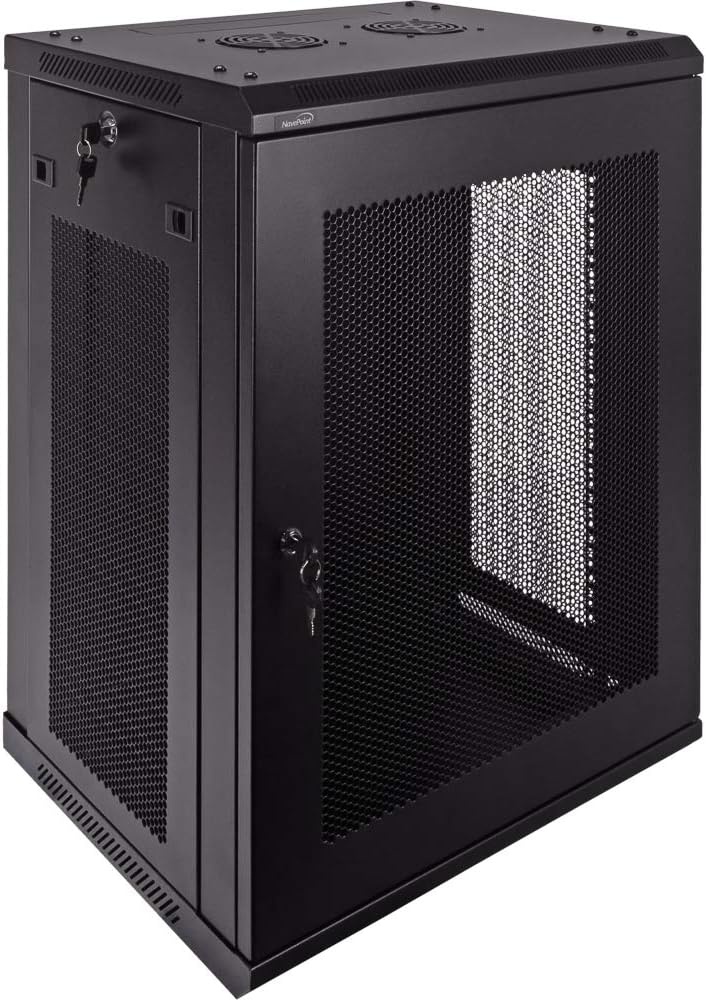 15U Wallmount Cabinet Enclosure 19-Inch Server Network Rack with Locking Perforated Door Black T1688