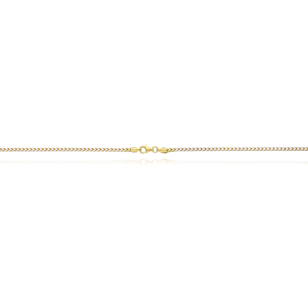 18K Yellow Gold Over Silver 2mm White Pave Franco Chain Necklace 18"-24" D93799
