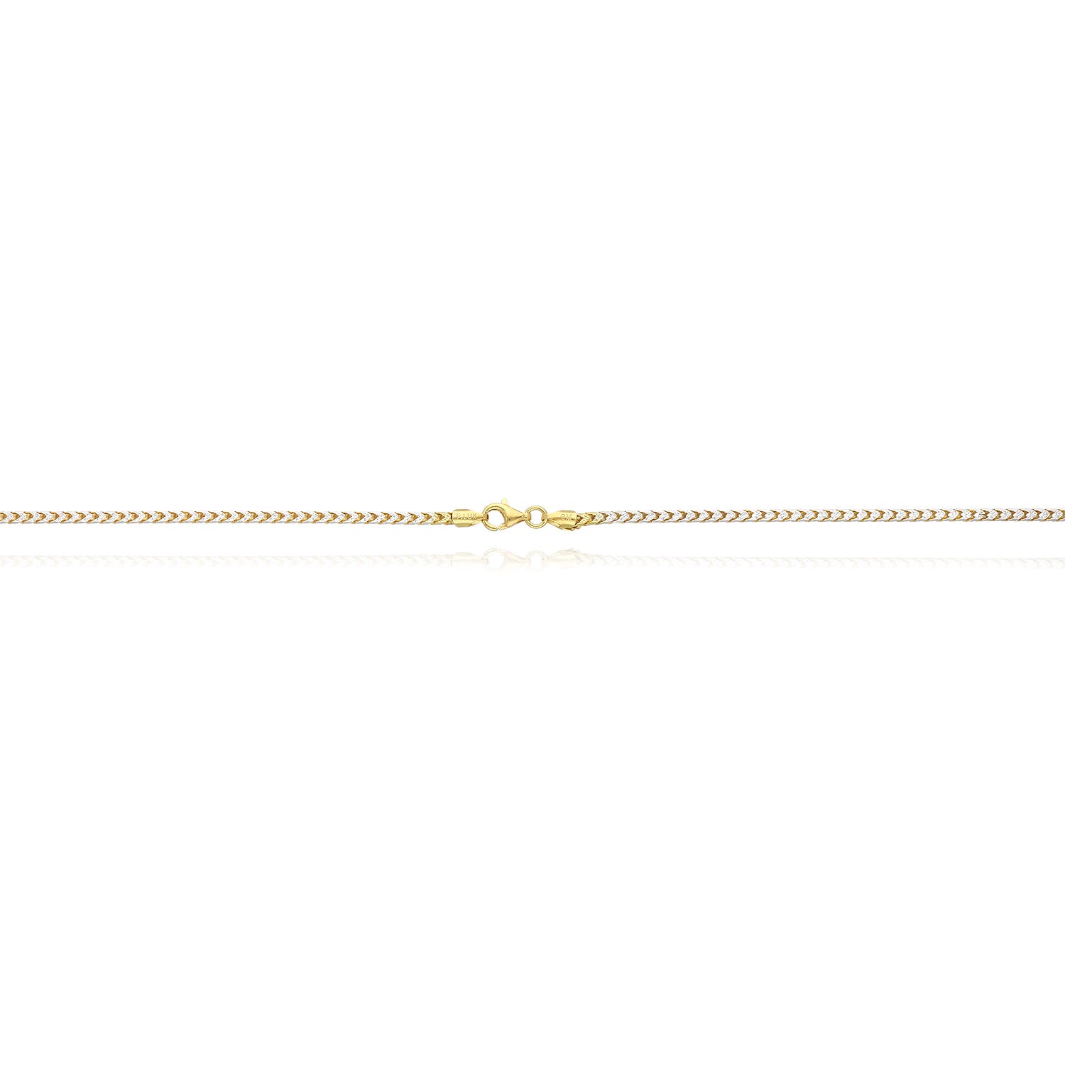 18K Yellow Gold Over Silver 2mm White Pave Franco Chain Necklace 18"-24" D93799