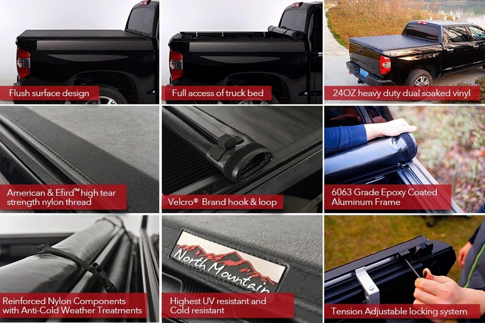 Soft Roll Up Tonneau Cover for 2015-2021 GMC Canyon Pickup 5.2ft Bed R165436