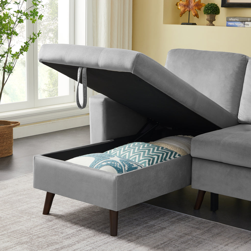 Reversible Pull out Sleeper Sectional Sofa Bed with Storage D63961