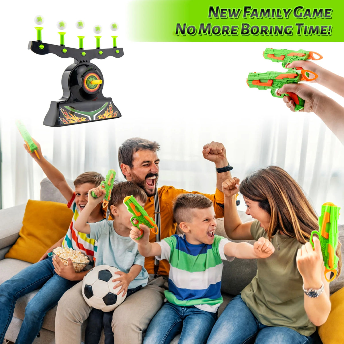 Glow in The Dark Floating Ball Target Practice Toys for Kids with 10 Soft Foam Balls 3 Darts H244139