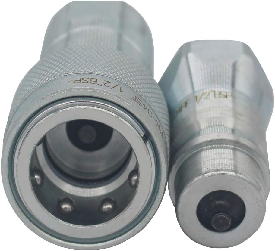 2-Sets 1/4'' Ag ISO5675 Carbon Steel Hydraulic Quick Disconnect Coupling with Dust Cap O966