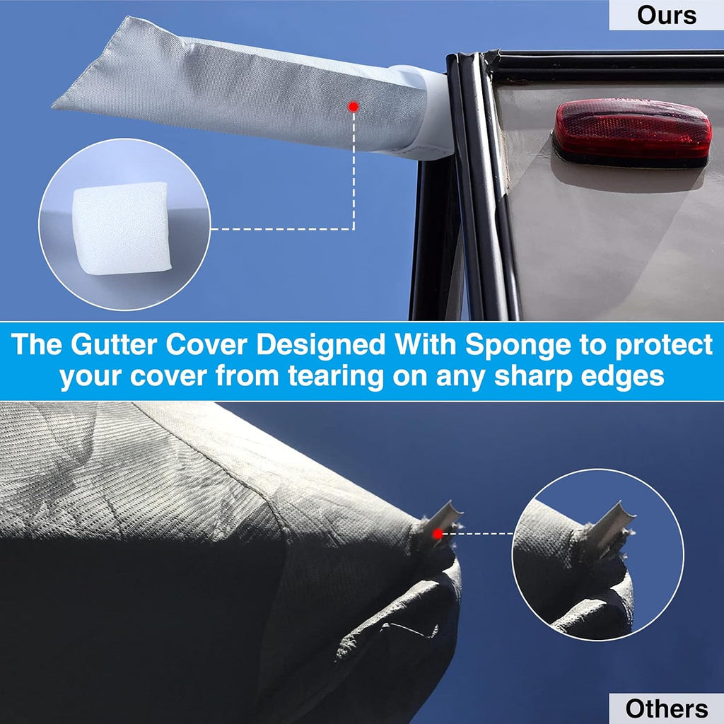Rip-Stop RV Cover Waterproof Camper Cover with Gutter Covers E43955