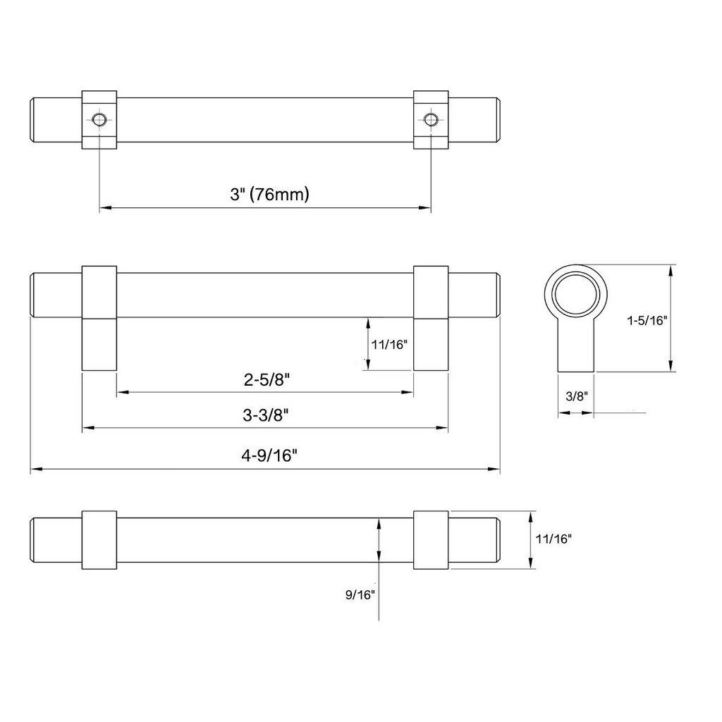 Satin Nickel Bar Cabinet Handle Pull 25 Pack B493