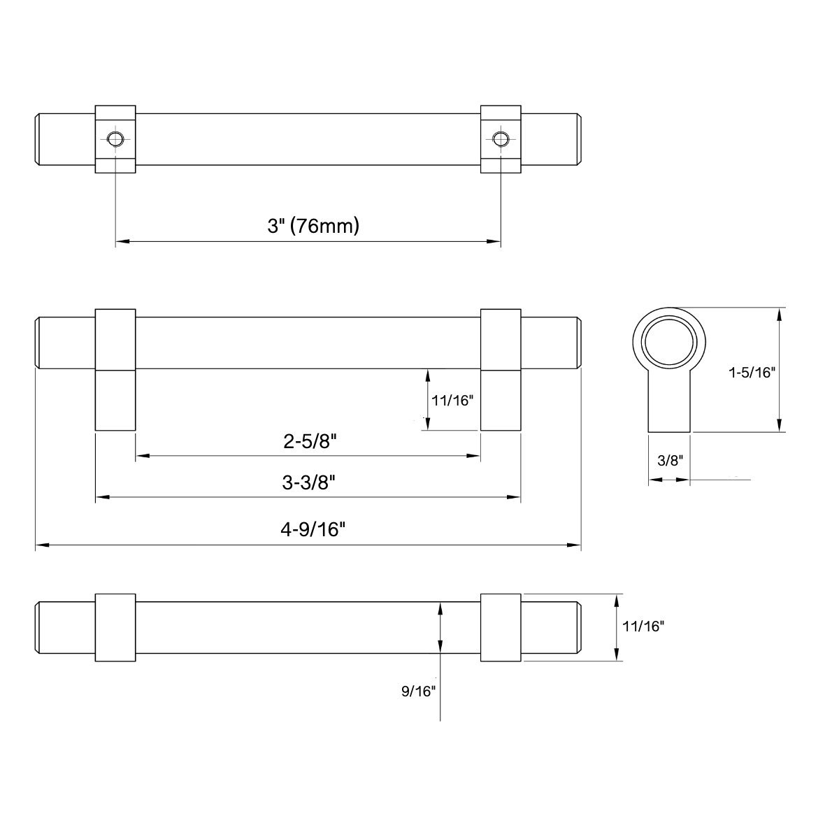 Satin Nickel Bar Cabinet Handle Pull 25 Pack B493