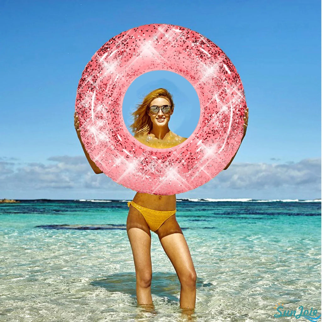 Transparent Glitter Inflatable Swimming Pool Float Ring K5490
