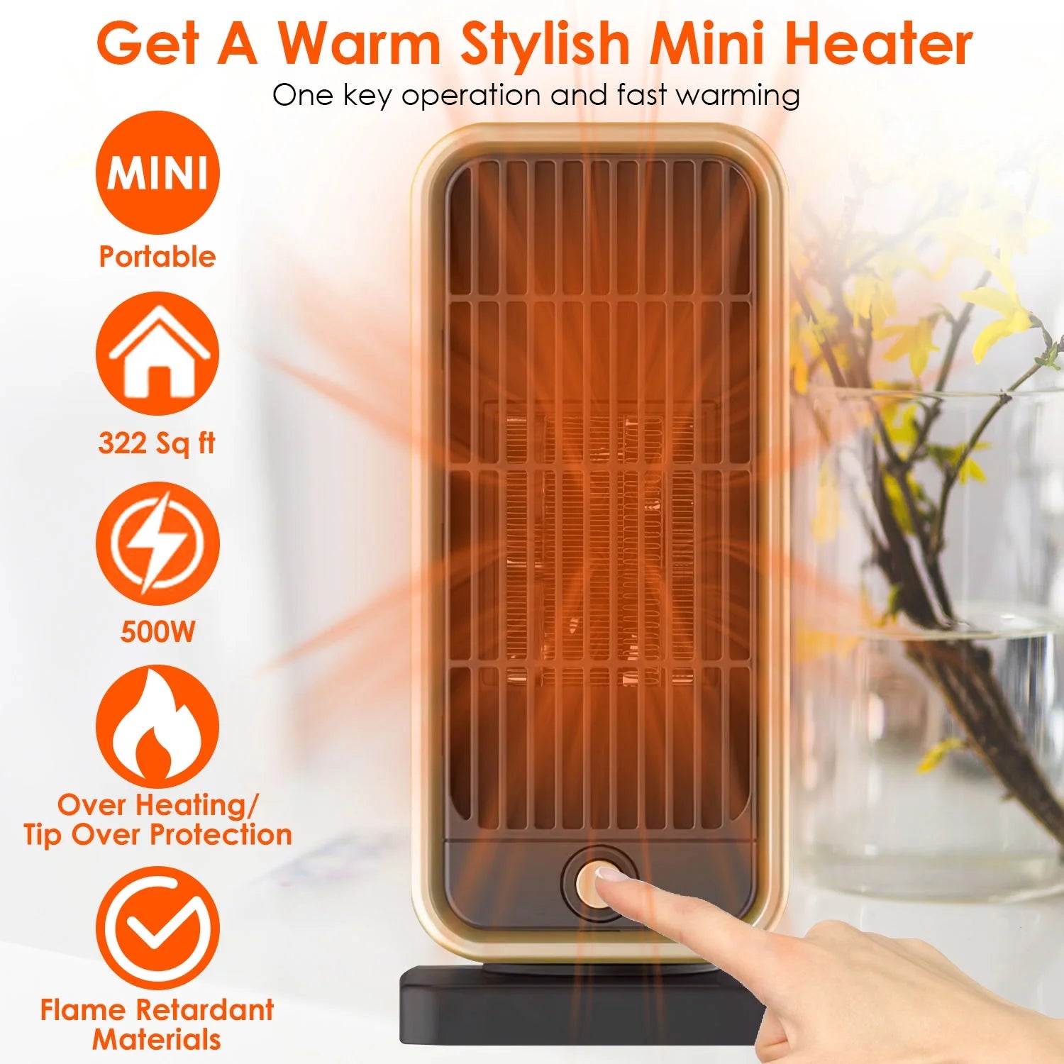 Portable 500W PTC Ceramic Space Heater G898