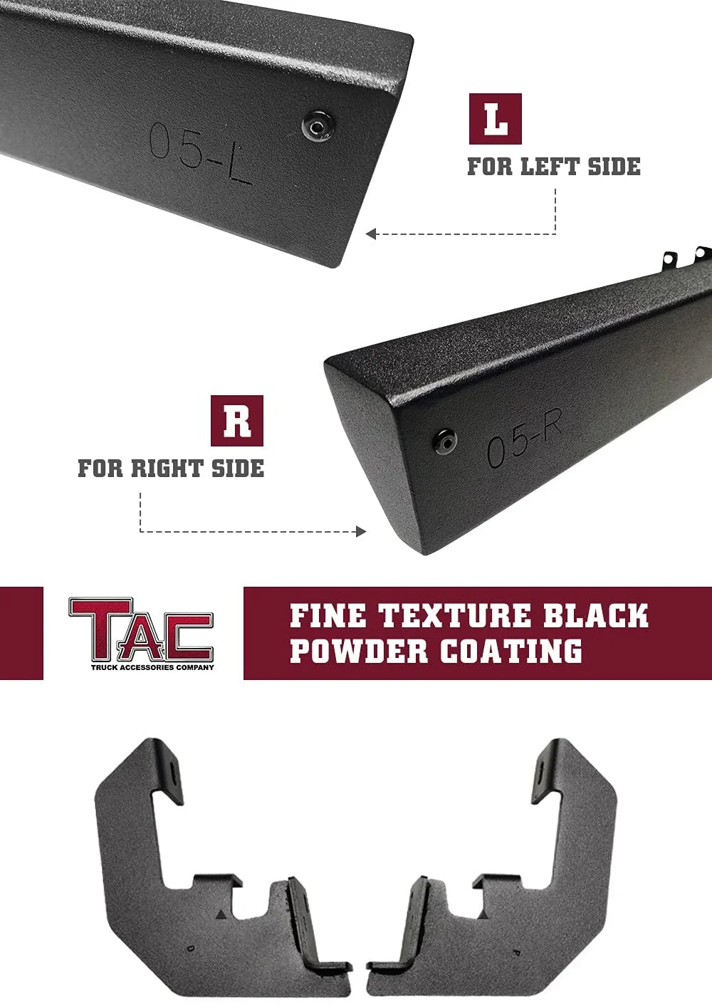 Black Fine Texture Side Steps Nerf Bars Running Boards (2pcs) T6363