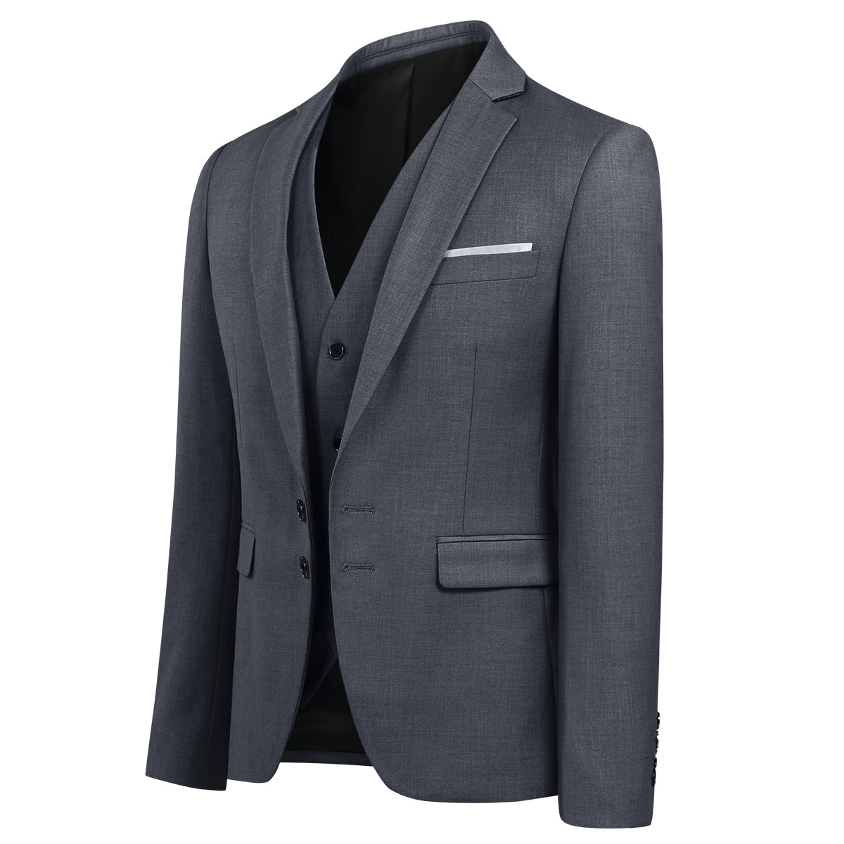 Mens Slim Fit 3 Piece Suit Blazer Waistcoat Trousers Y3087