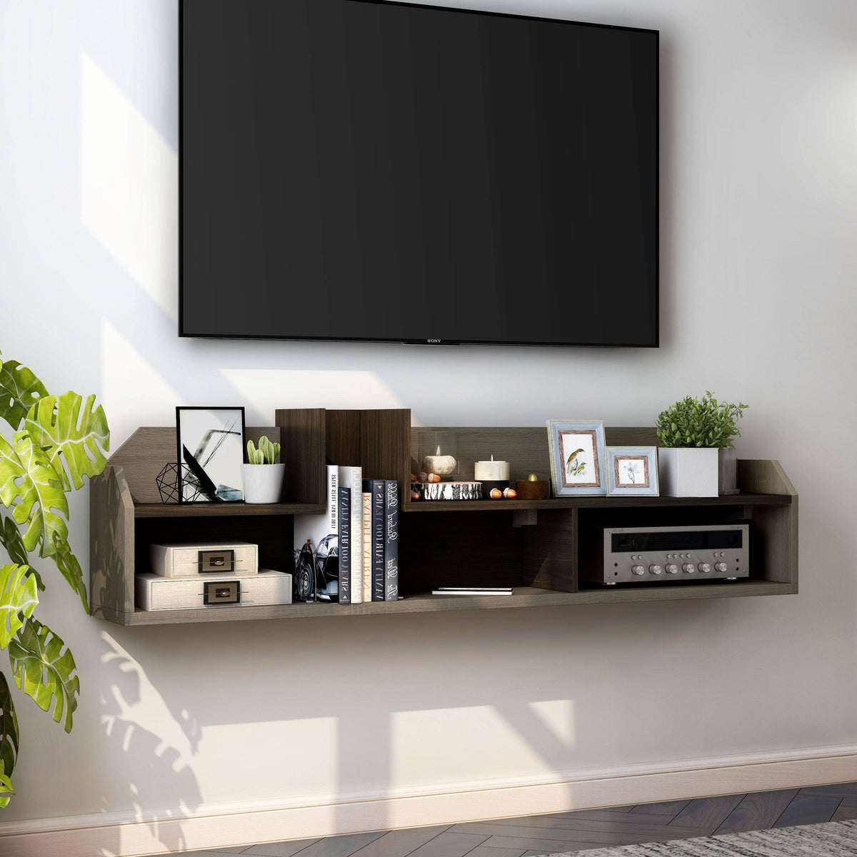 Walnut Wall-Mounted Media Console Z92603