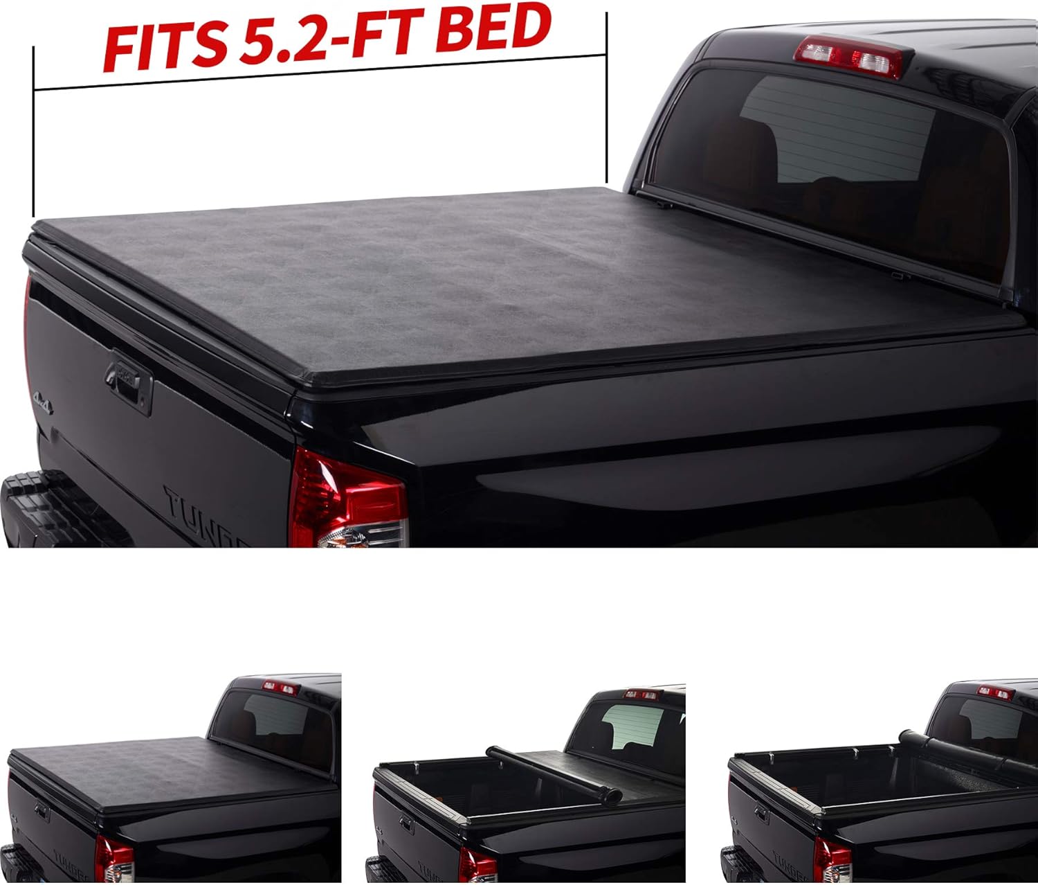 Soft Roll Up Tonneau Cover for 2015-2021 GMC Canyon Pickup 5.2ft Bed R165436