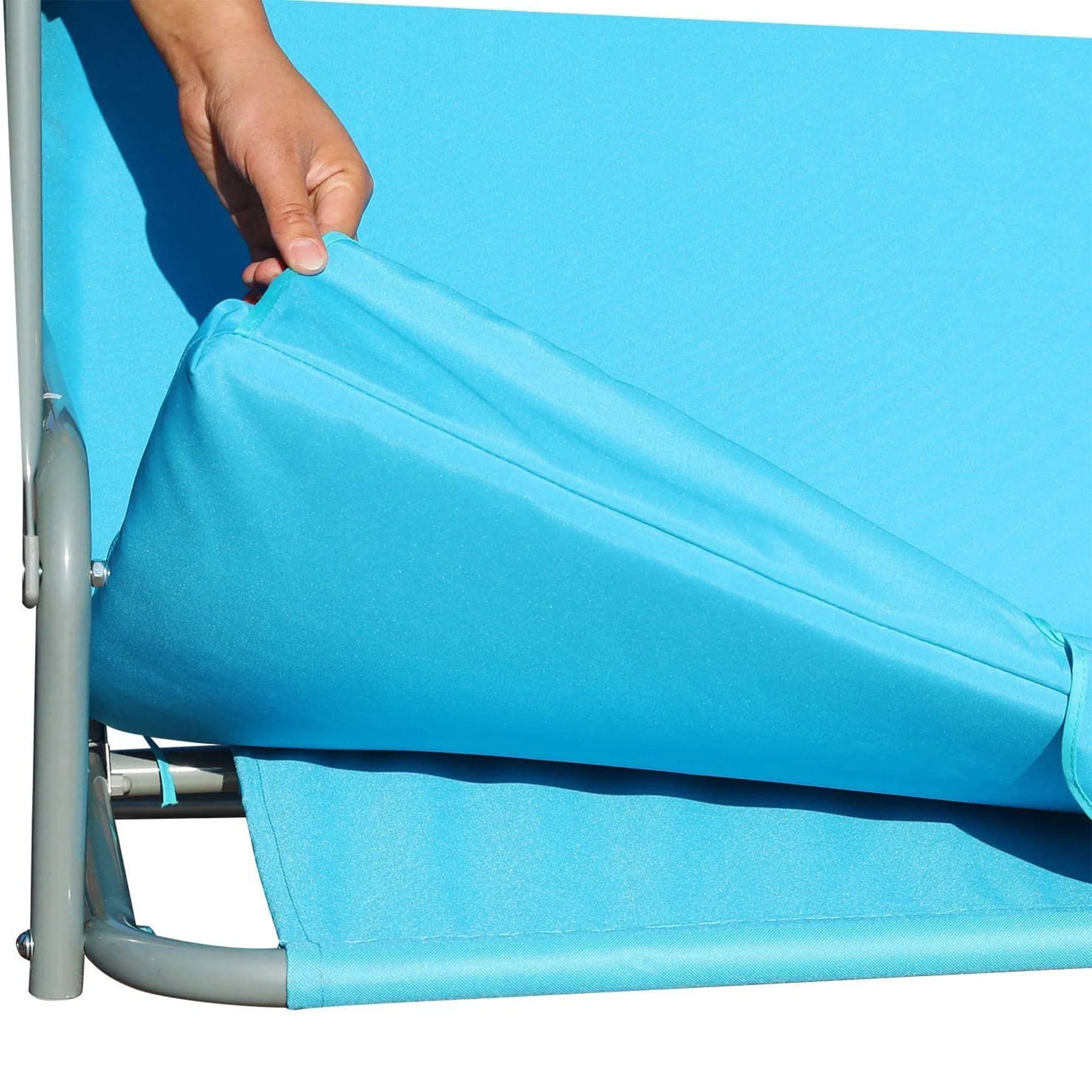 Blue 3 Person Glider Swing Hammock Chair with Utility Tray & Canopy B86381