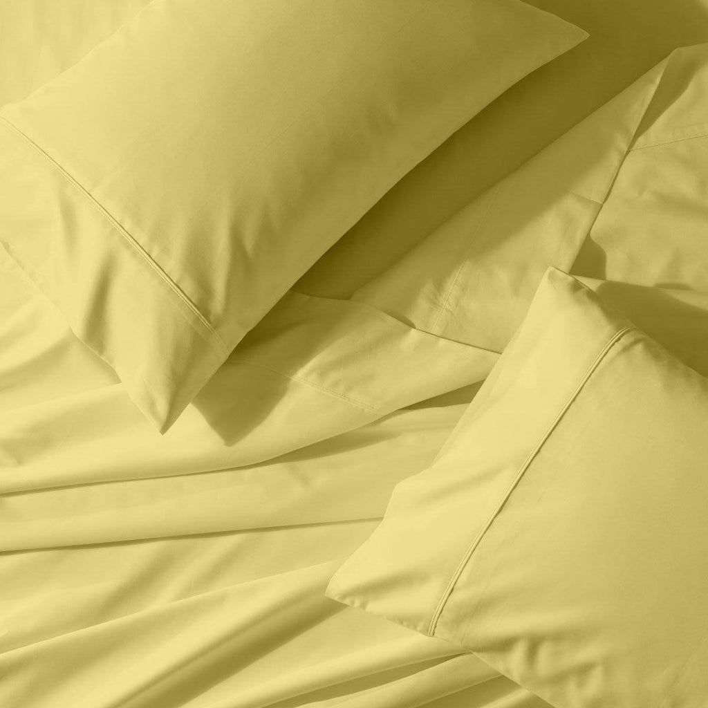 Gold Cotton Split King Sheets O9306