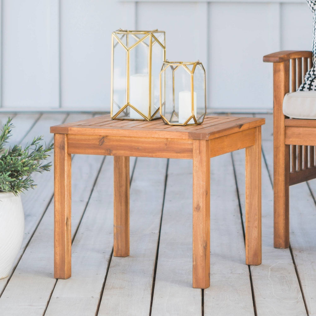 Brown Acacia Wood Outdoor Side Table D5212
