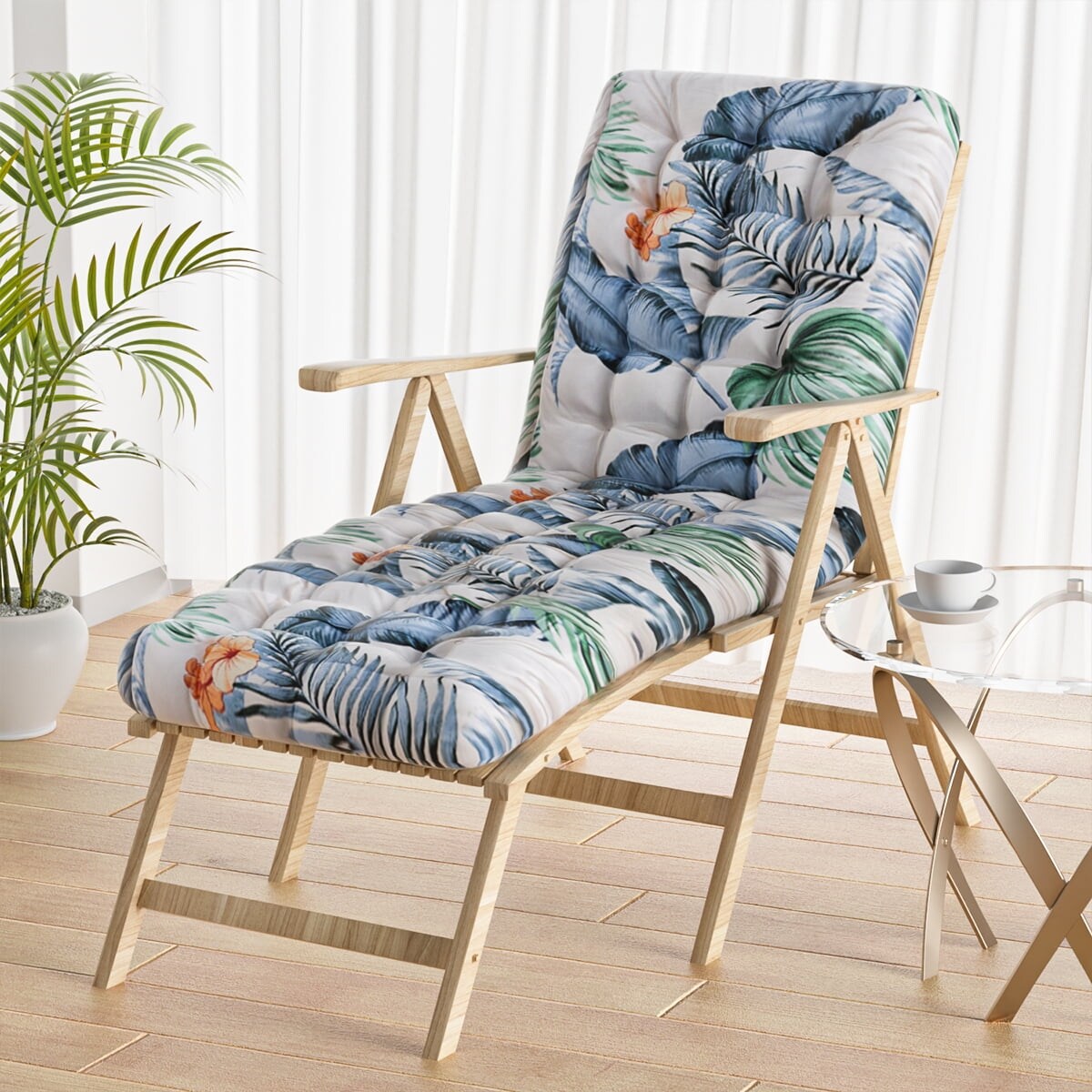 Blue Tufted Lounge Chaise Chair K965444