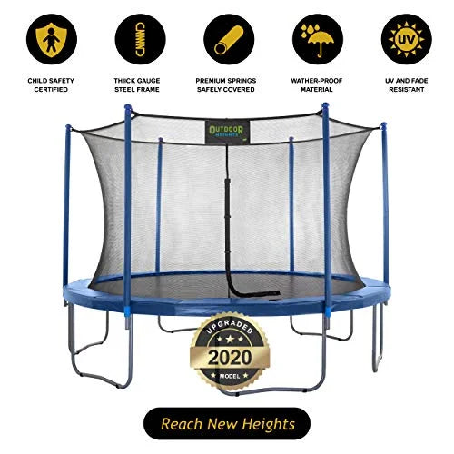 Blue 10 feet Round Trampoline with Safety Net Enclosure and Vinyl Pad A637