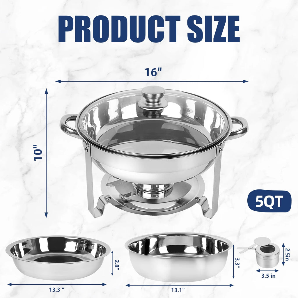5Qt 4 Packs Stainless Steel Chafing Dish Set with Glass Lid P6269