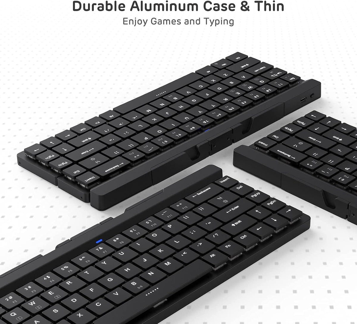 68 Keys 60% Foldable Mechanical Keyboard with Aluminum Body, White Backlit Z154