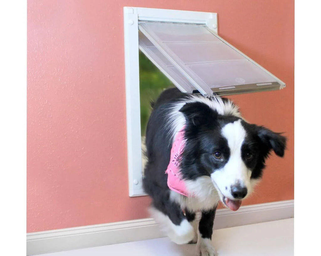 White Wall Mount Pet Door Medium Single Flap C65707