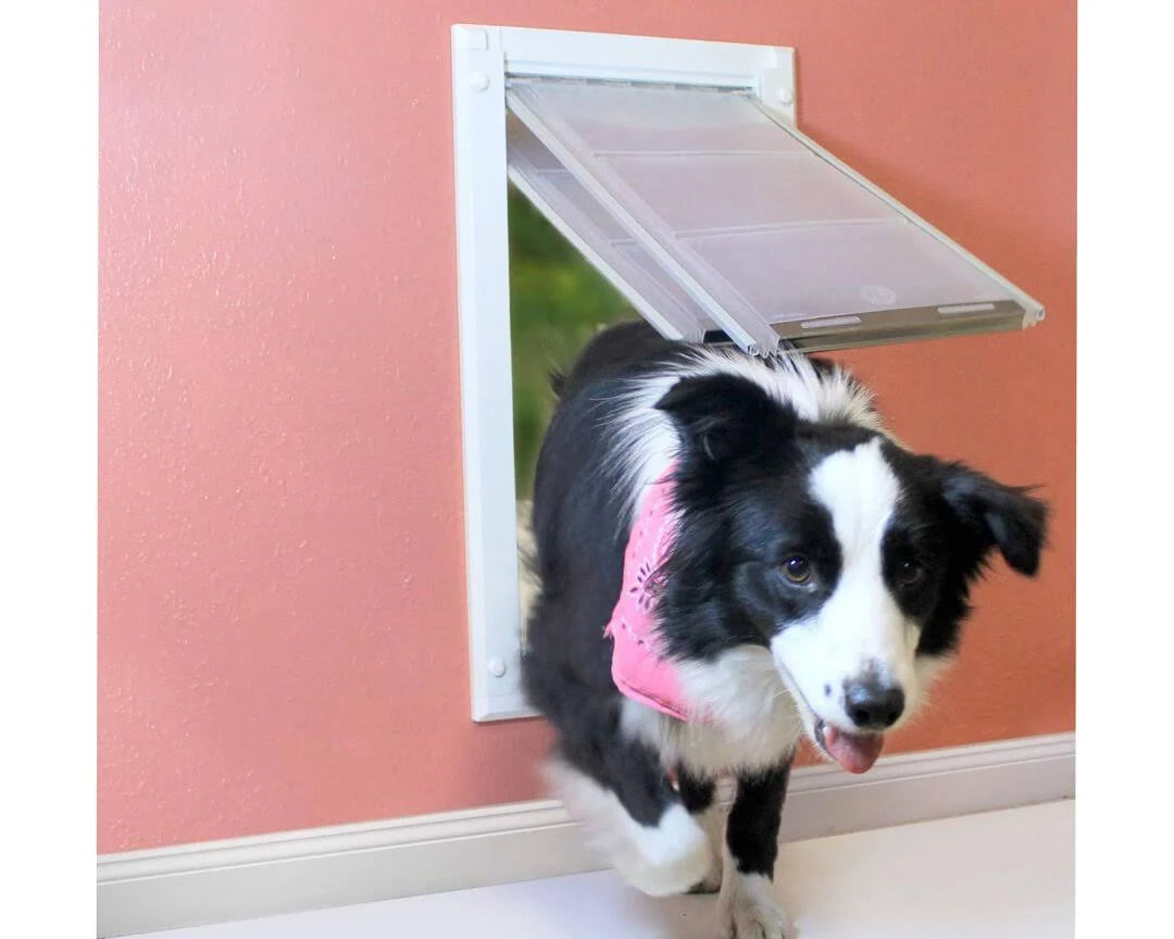 White Wall Mount Pet Door Medium Single Flap C65707