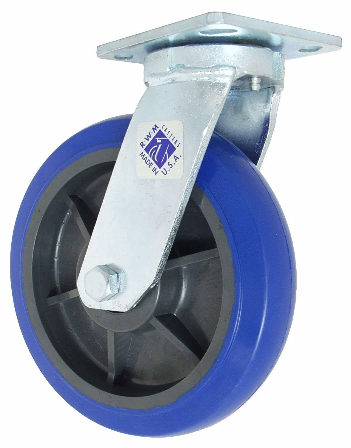 Plate Caster, Swivel, Kingpinless, Rubber Wheel A401903