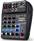 4 Channels Audio Mixer with Sound Card and 48V Phantom Power R9127