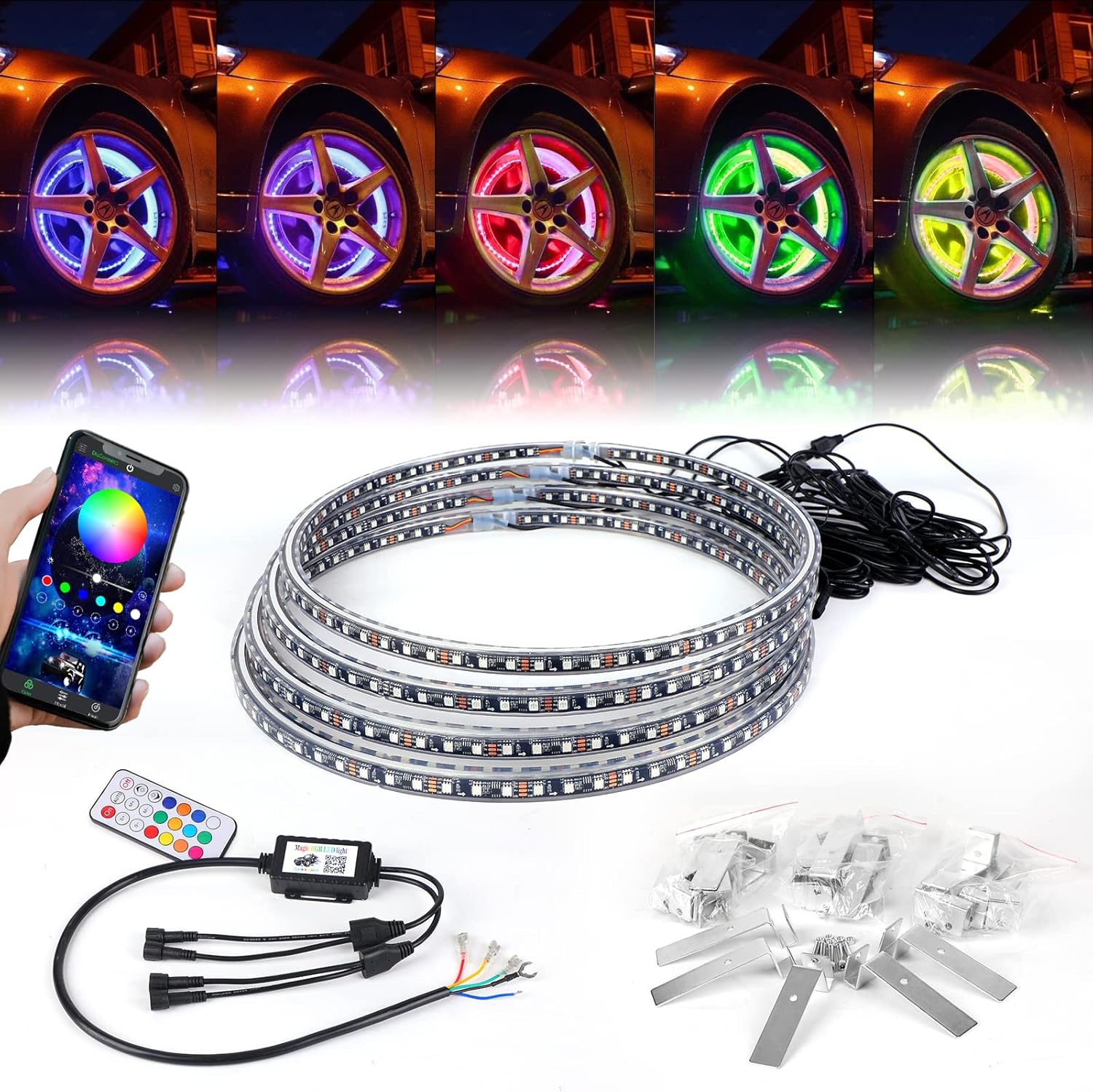 15.5 inch RGB LED Wheel Ring Light Kit 4PCS P3401