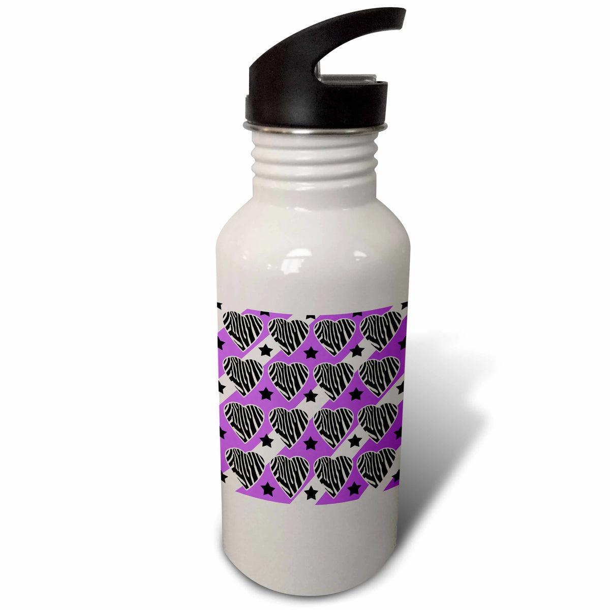 Zebra Purple White Black Print 21 oz Sports Water Bottle C208218