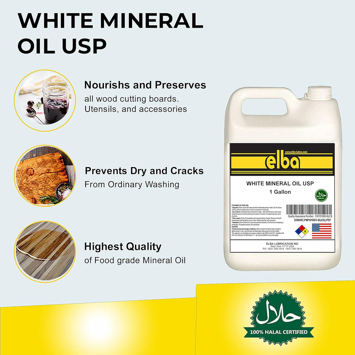 Food Grade Mineral Oil USP Wood & Bamboo Conditioner and Protectant L972